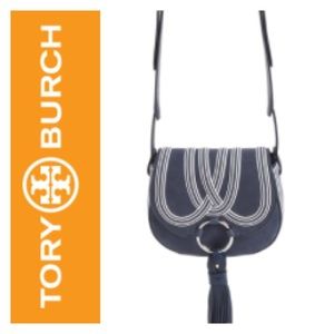Tory Burch 'Mini' Tassel Leather Saddle Bag